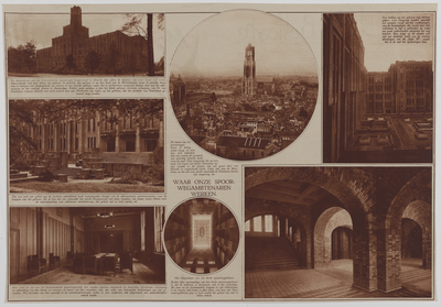 214856 Collage van 7 foto's betreffende het 3e Administratiegebouw van de Nederlandse Spoorwegen (HGB III, ...